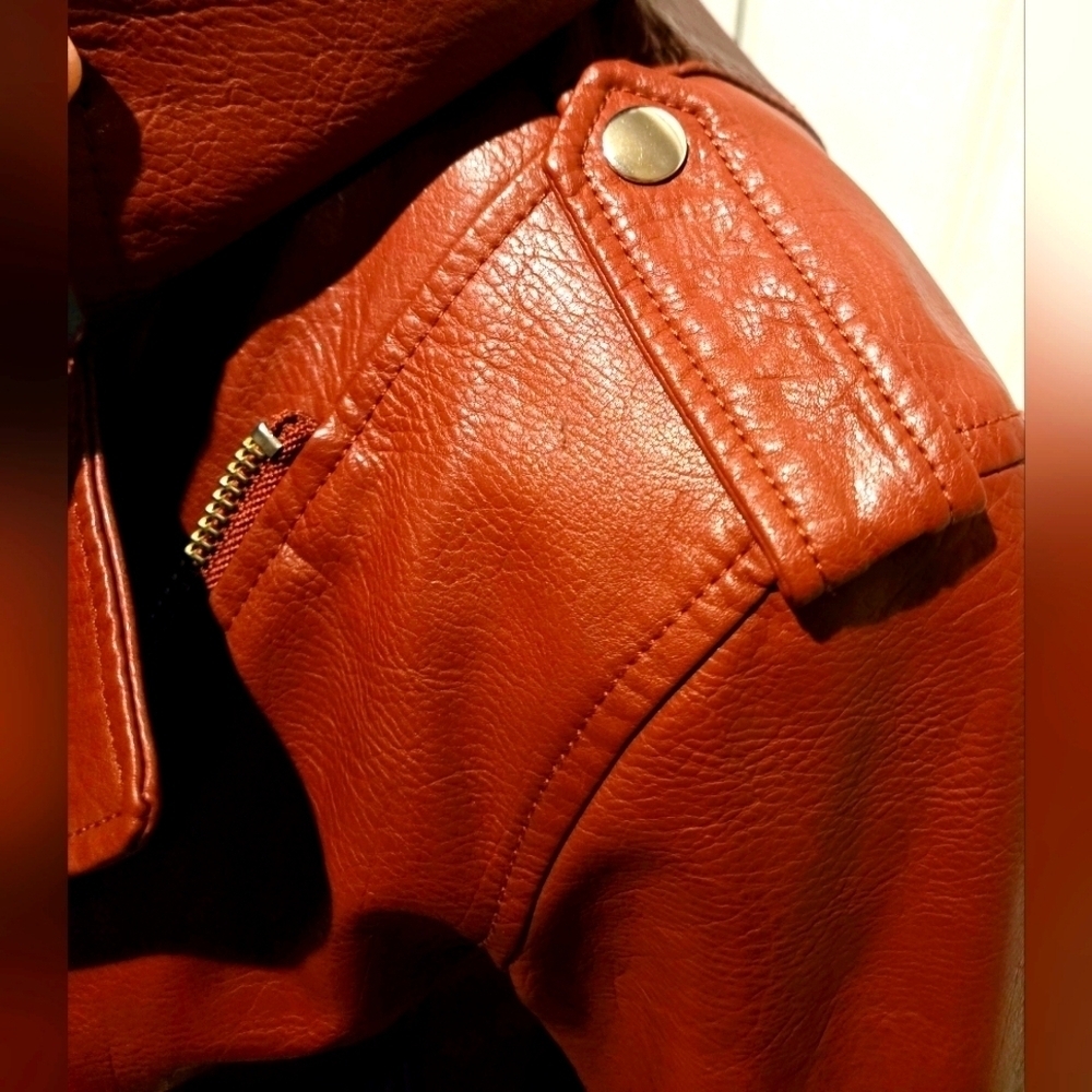 FREE PRESS Motorcycle Jacket Vegan Leather Notch Collar sz small - Picture 7 of 12
